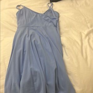 Elegant Blue Spaghetti Strap Dress